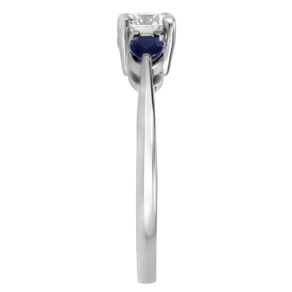 Colourless Collection Engagement Ring with Blue Sapphire and .50 Carat TW of Diamonds in 18kt White Gold
