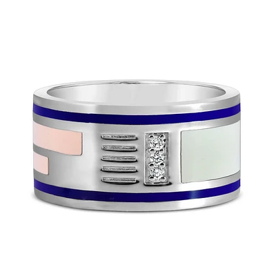 Star Wars R2-D2 Ring with .05 Carat TW of Diamonds in Sterling Silver and Enamel
