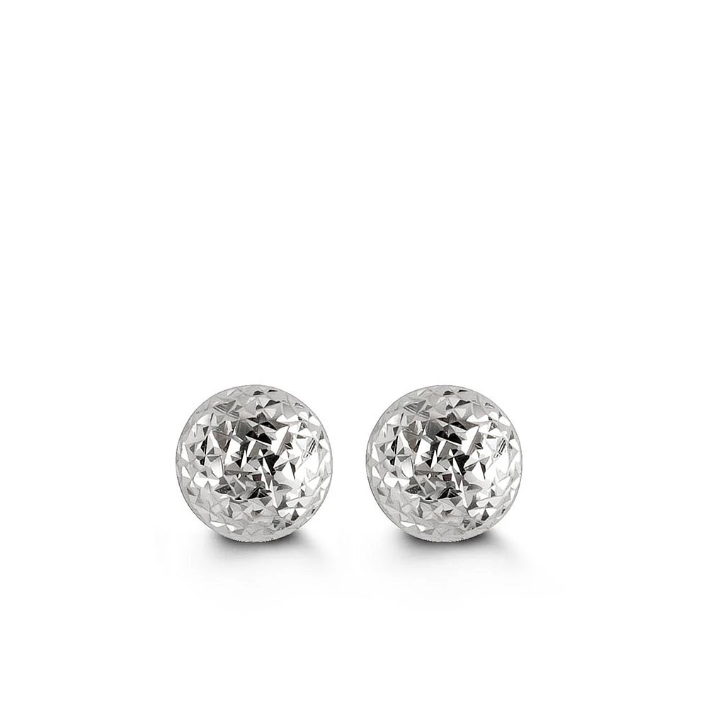 7MM Ball Earrings in 10kt White Gold