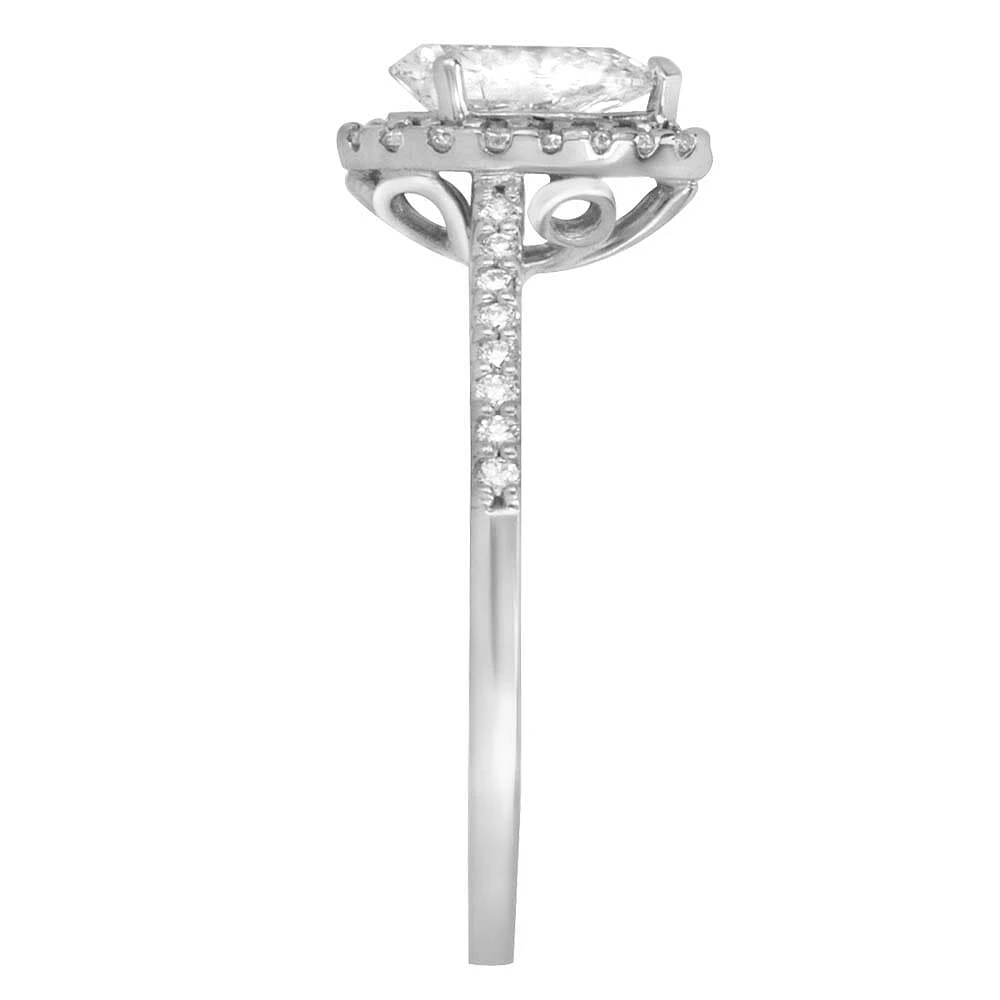 Fire of the North Halo Engagement Ring with .91 Carat TW of Diamonds in 18kt White Gold