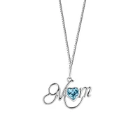 Mom Necklace with Blue Topaz in Sterling Silver