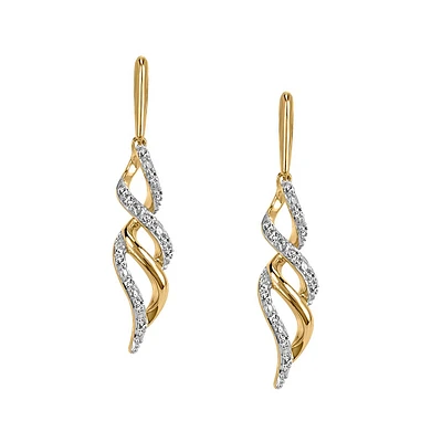 Drop Earrings with .12 Carat TW of Diamonds in 10kt Yellow Gold