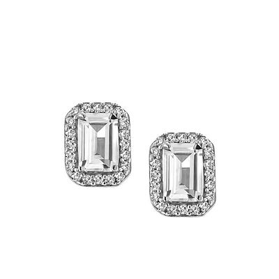 Earrings with Created White Sapphire in Silver