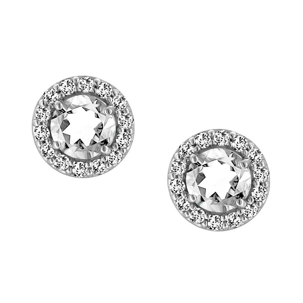 Earrings with Genuine Topaz and Cubic Zirconia in Sterling Silver