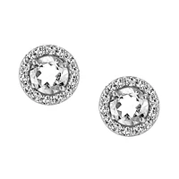 Earrings with Genuine Topaz and Cubic Zirconia in Sterling Silver