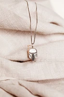 Star Wars Boba Fett Pendant with .06 Carat TW of Diamonds and Mother of Pearl in Sterling Silver and 10kt Rose Gold with Chain