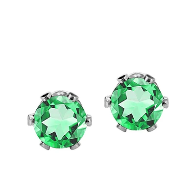 Childrens’ Precious Forever Earrings with Emerald in 14kt White Gold