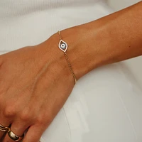 7″ Evil Eye Bracelet with Cubic Zirconia in 10kt Yellow Gold