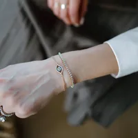 7″ Evil Eye Bracelet with Cubic Zirconia in 10kt Yellow Gold