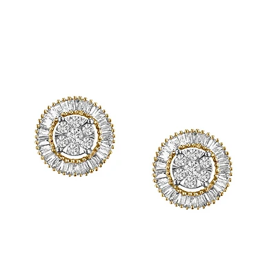 Circle Earrings with .50 Carat TW of Diamonds in 10kt Yellow Gold
