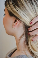 13.7MM Rectangle Huggies Hoop Earrings in 10kt Yellow Gold