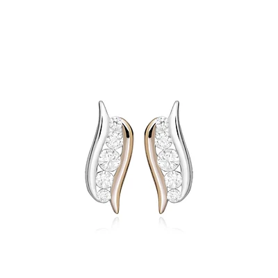 Earrings with Cubic Zirconia in Rose Tone and Sterling Silver