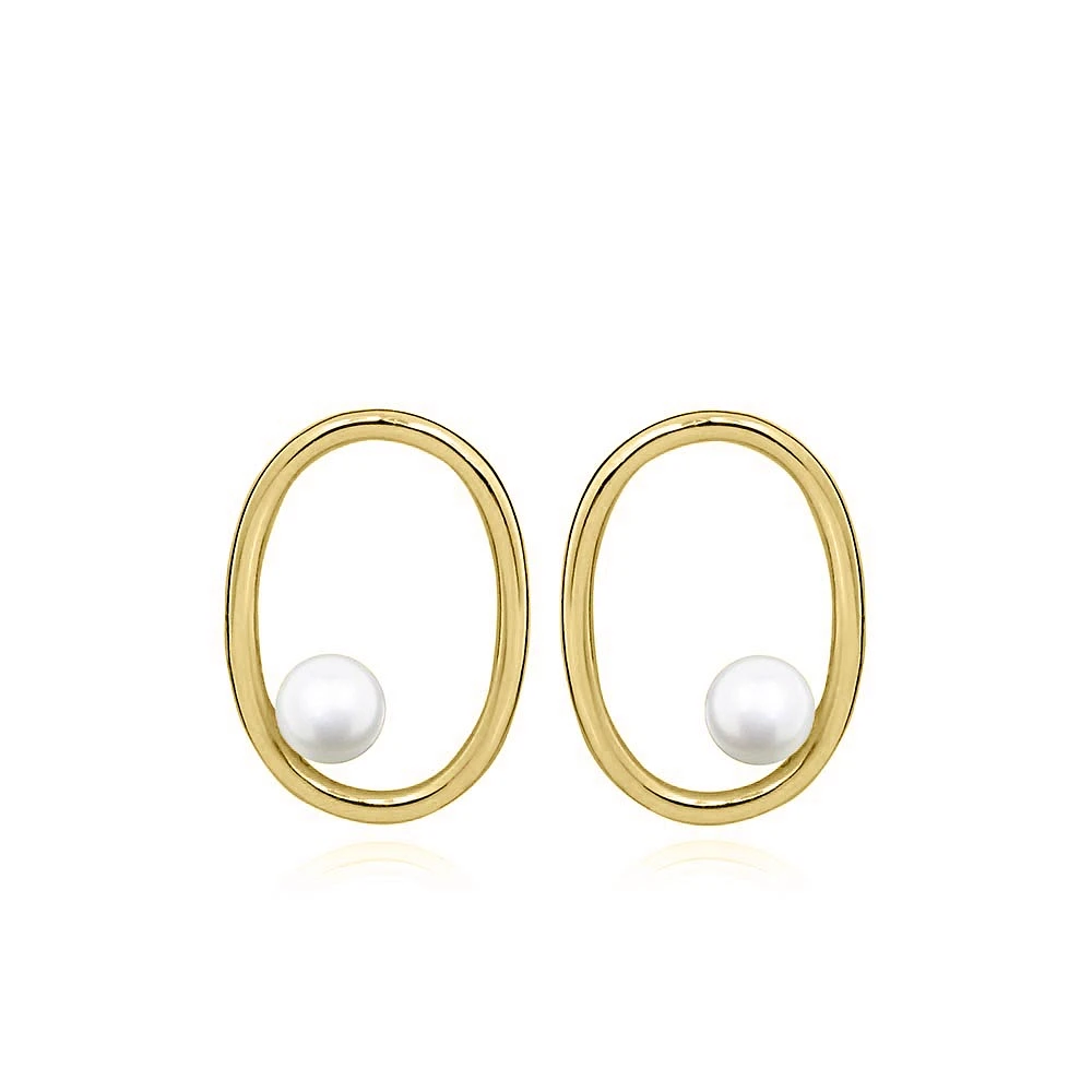 Earrings with Pearl in Gold Tone Sterling Silver