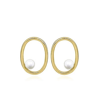 Earrings with Pearl in Gold Tone Sterling Silver