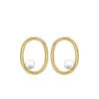 Earrings with Pearl in Gold Tone Sterling Silver
