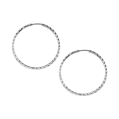 33MM Sleeper Hoop Earrings in 10kt White Gold