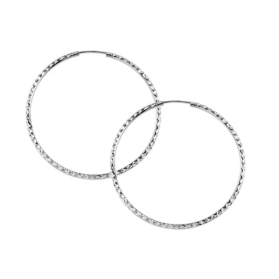 48MM Sleeper Hoop Earrings in 10kt White Gold
