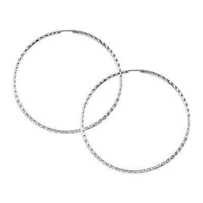 58MM Sleeper Hoop Earrings in 10kt White Gold