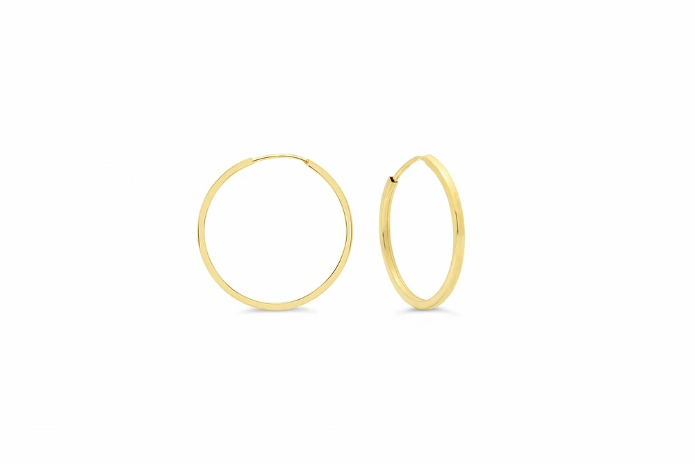 18MM Square Tube Sleeper Hoop Earrings in 10kt Yellow Gold