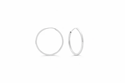 18MM Square Tube Sleeper Hoop Earrings in 10kt White Gold