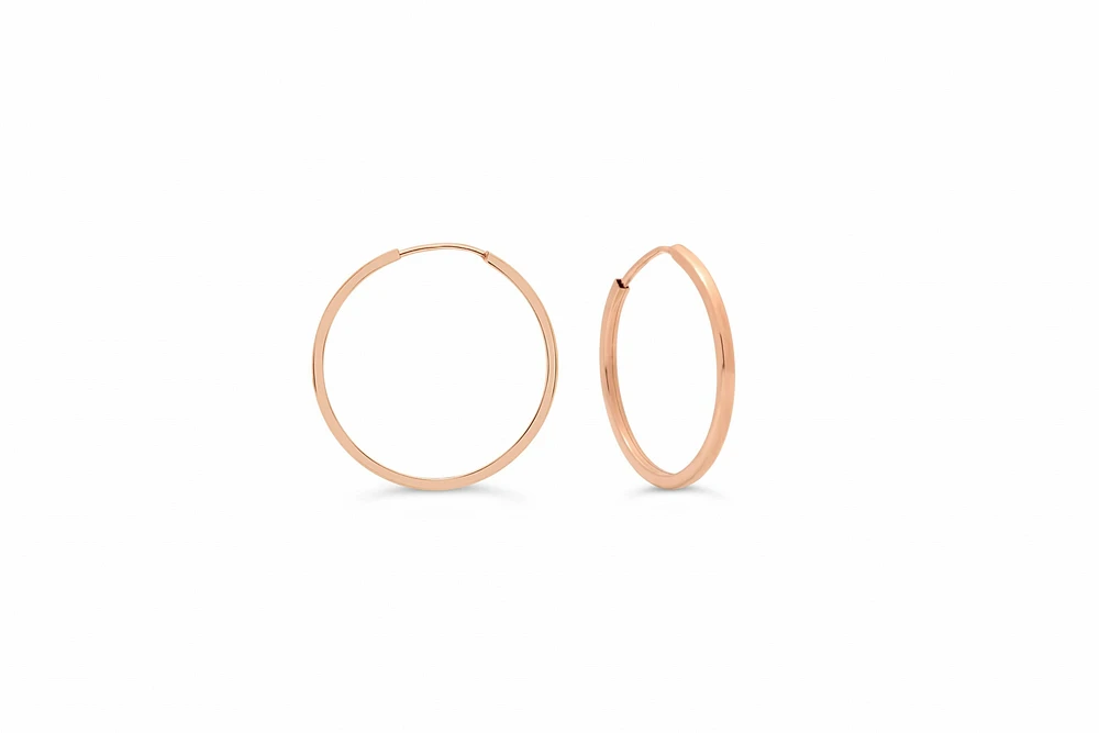 18MM Square Tube Sleeper Hoop Earrings in 10kt Rose Gold