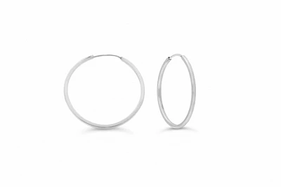 22MM Square Tube Sleeper Hoop Earrings in 10kt White Gold