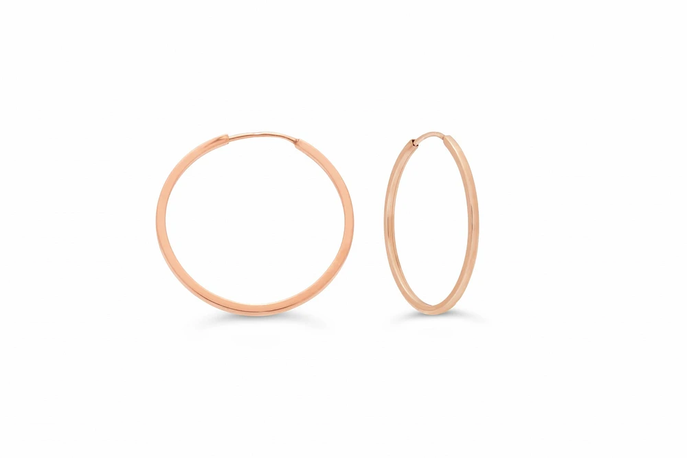 22MM Square Tube Sleeper Hoop Earrings in 10kt Rose Gold