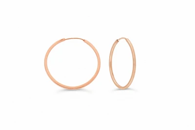 22MM Square Tube Sleeper Hoop Earrings in 10kt Rose Gold