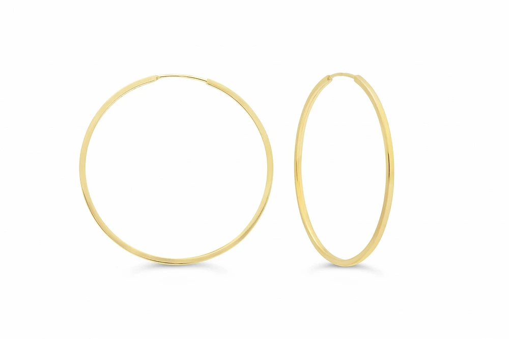 33MM Square Tube Sleeper Hoop Earrings in 10kt Yellow Gold