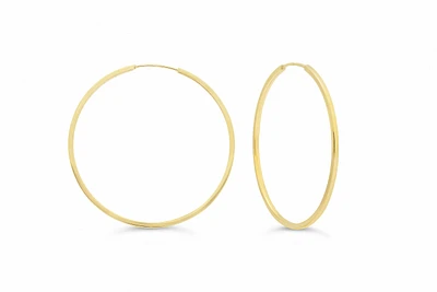 33MM Square Tube Sleeper Hoop Earrings in 10kt Yellow Gold