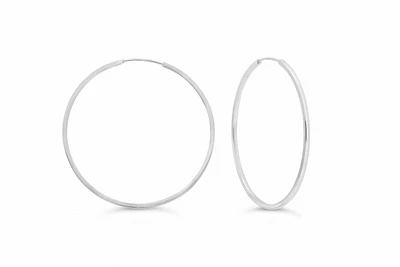 33MM Square Tube Sleeper Hoop Earrings in 10kt White Gold