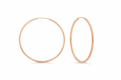 33MM Square Tube Sleeper Hoop Earrings in 10kt Rose Gold