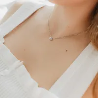 18″ Pendant with Genuine Topaz and Cubic Zirconia in Sterling Silver with Chain