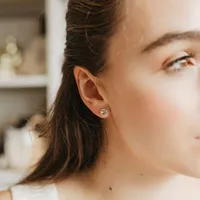 Earrings with Genuine Citrine and Cubic Zirconia in Sterling Silver