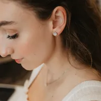 Earrings with Genuine Opal and Cubic Zirconia in Sterling Silver