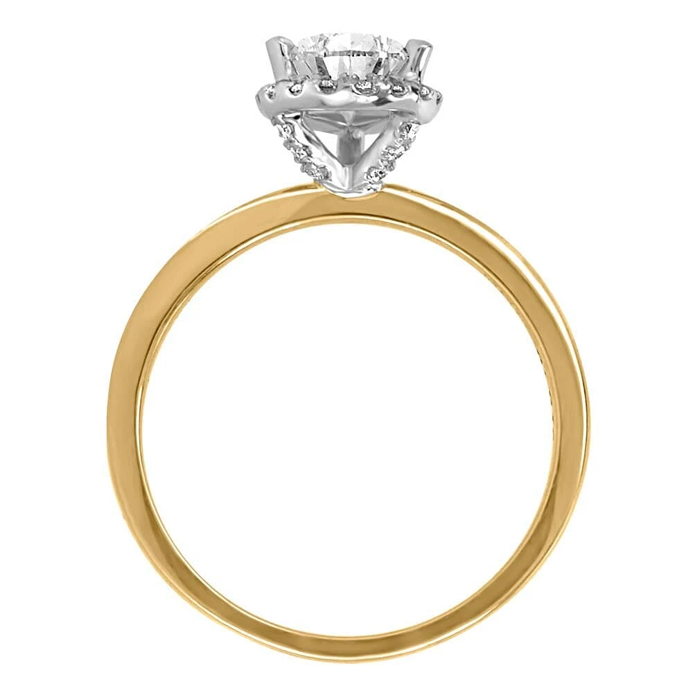 Eternal Wonder Pear Halo Engagement Ring with 1.17 Carat TW of Diamonds in 18kt Yellow Gold