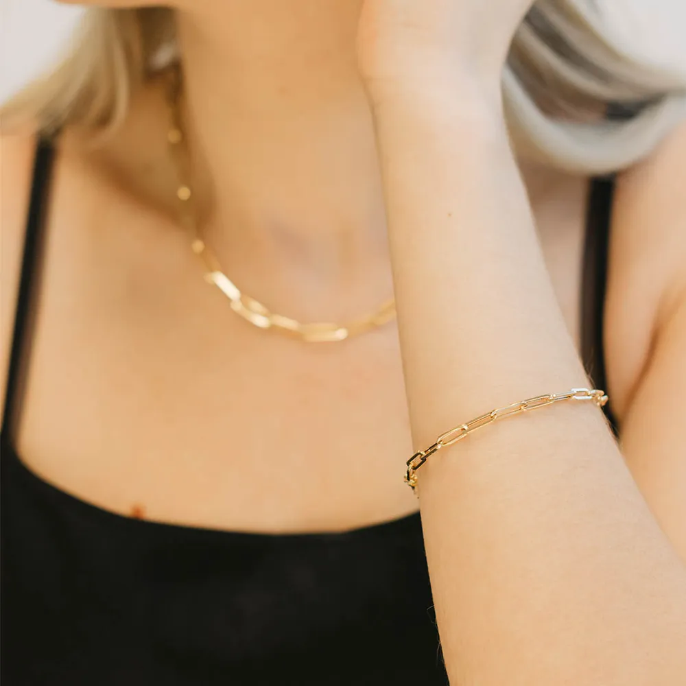7.5″ Medium 3.9MM Layla Cable Link Paperclip Chain Bracelet in 10kt Yellow Gold