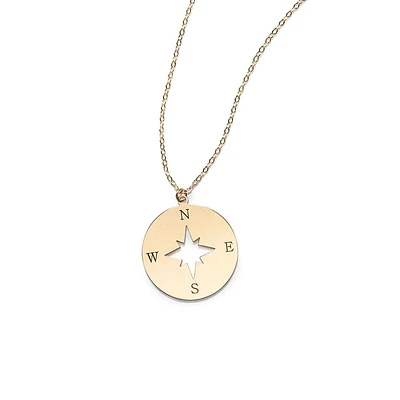 18″ Compass Necklace in 14kt Yellow Gold