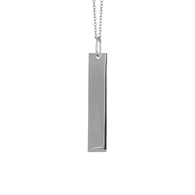 18″ Engraveable Vertical Nameplate Necklace in 10kt White Gold
