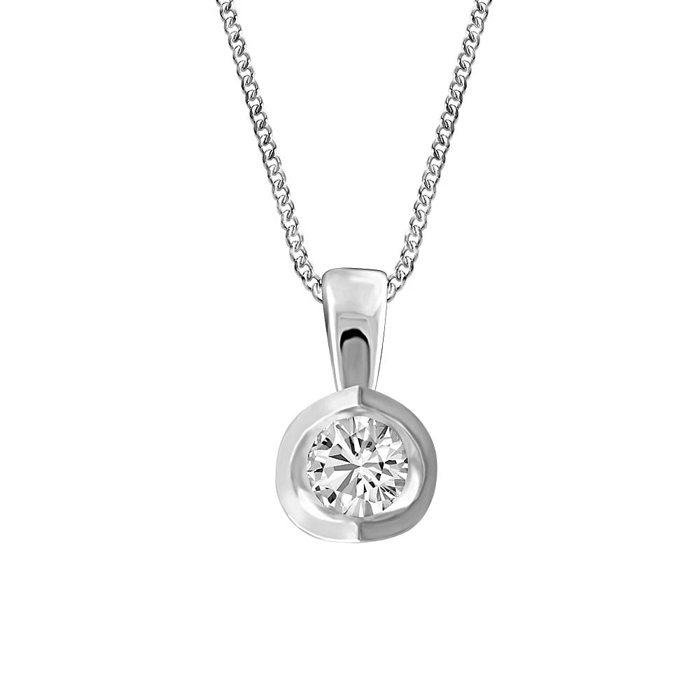 Pendant with Carat Diamond in 14kt White Gold with Chain