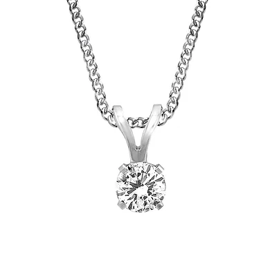 Pendant with Carat Cubic Zirconia in 14kt White Gold with Chain