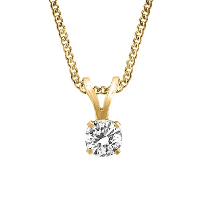 Pendant with Carat Cubic Zirconia in 14kt Yellow Gold with Chain