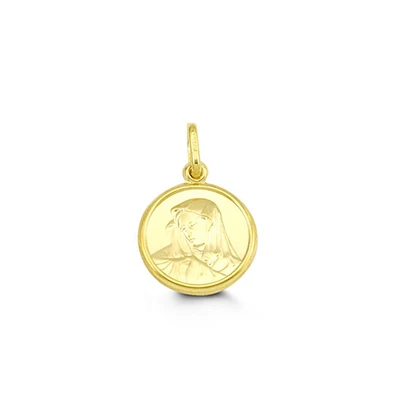 Mary Disc Pendant in 10kt Yellow Gold