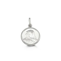 Mary Disc Pendant in 10kt White Gold