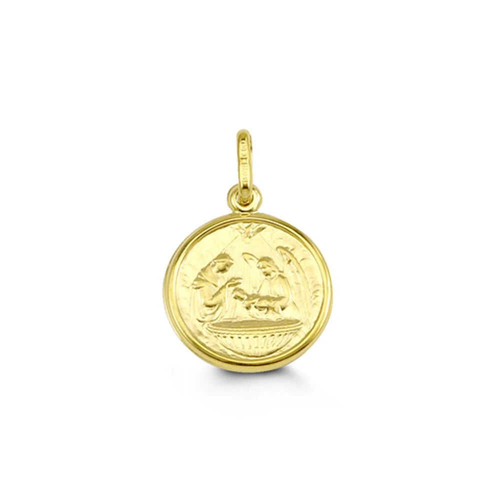 Baptism Disc Pendant in 10kt Yellow Gold
