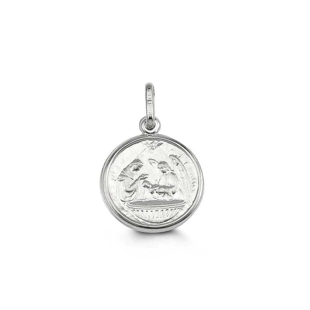 Baptism Disc Pendant in 10kt White Gold