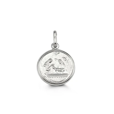 Baptism Disc Pendant in 10kt White Gold