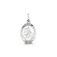 St Christopher Disc Pendant in 10kt White Gold