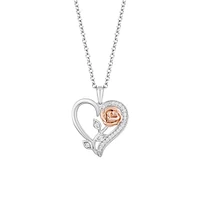 Enchanted Disney Belle Pendant with .10 Carat TW of Diamonds in Sterling Silver and 10kt Rose Gold with Chain
