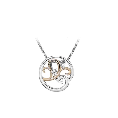 Circle Pendant with Cubic Zirconia in Sterling Silver with Chain